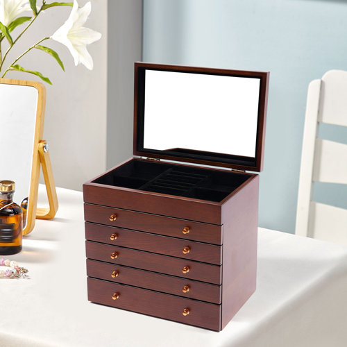 Mercer41 Wood Jewelry Box + Mirror Wayfair